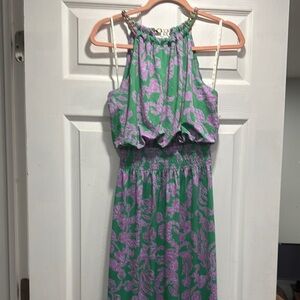 Lilly Pulitzer Green and Purple Halter Dress
